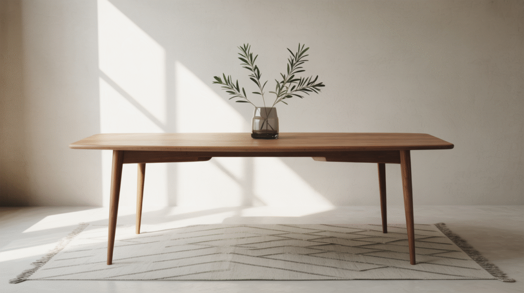 Wooden Dining Table With Tapered Legs