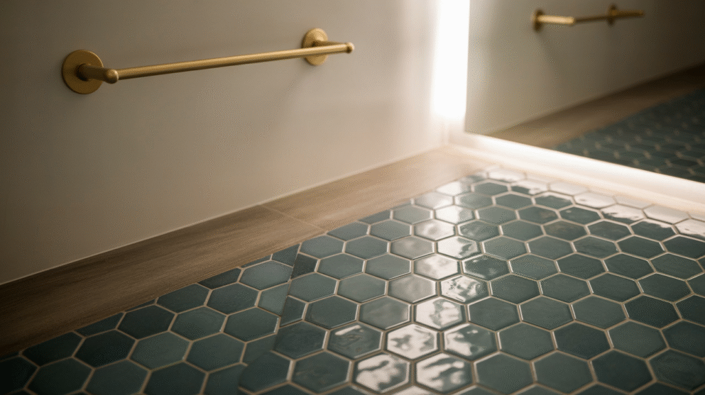 Grey Hexagon Tile with Warm Accents