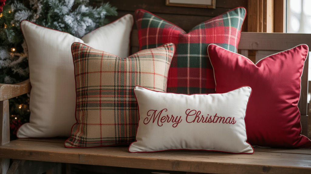 Holiday Pillows with Plaid Accents