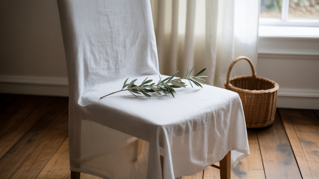 White Linen Dining Chair Slipcovers