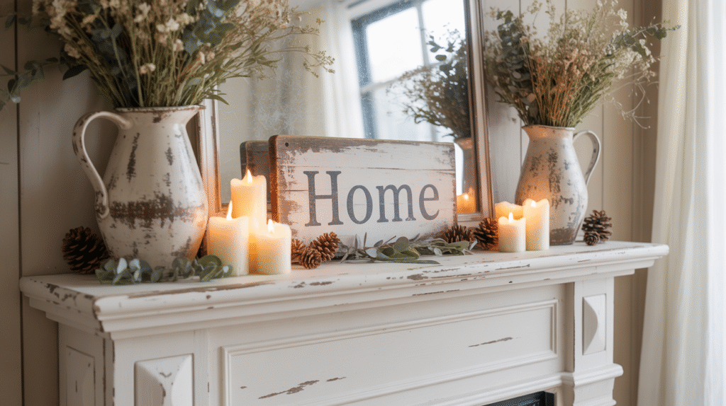 Distressed White Mantel