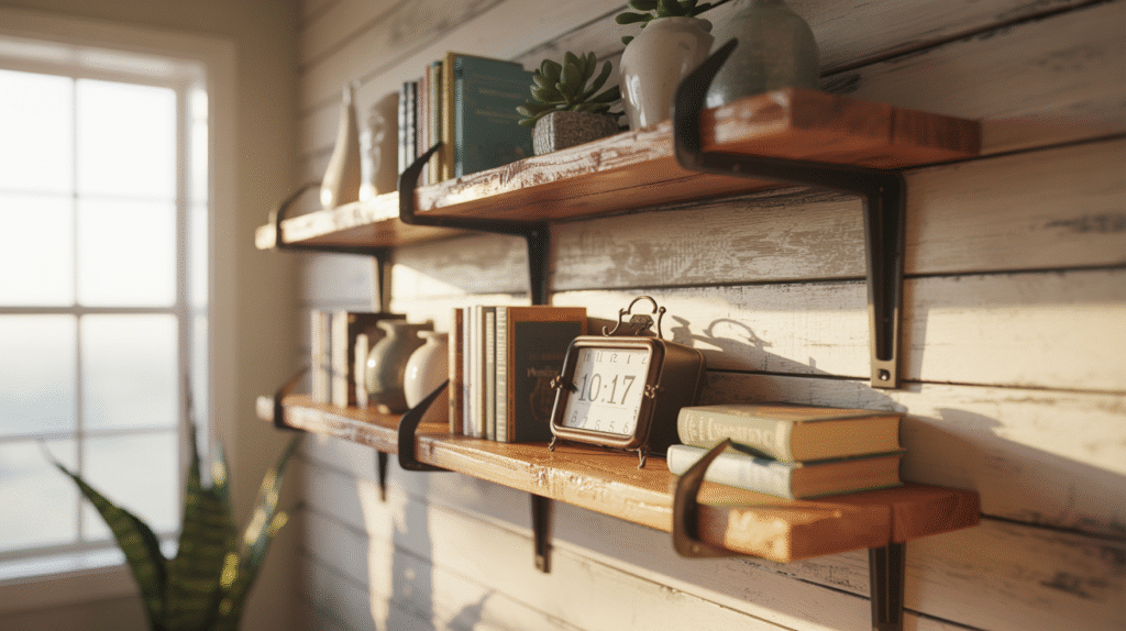 Open Shelving with Black Brackets