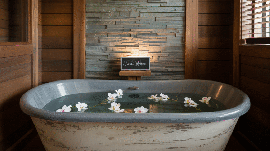 Pale Wood and Stone Accent