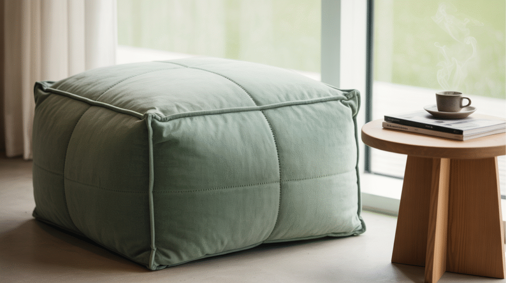 Mint Pouf for Playful Texture