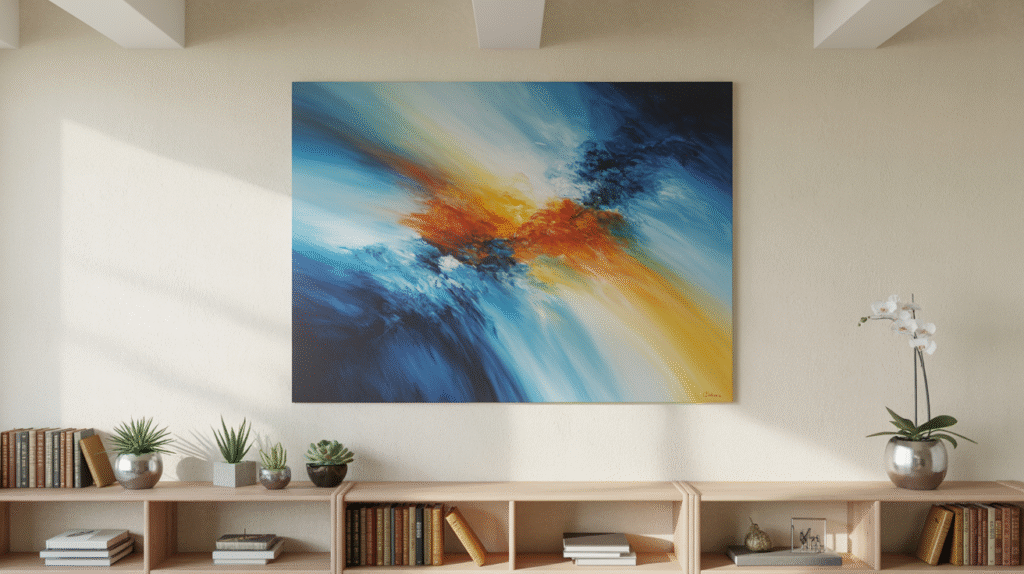 Abstract Art + Open Shelving
