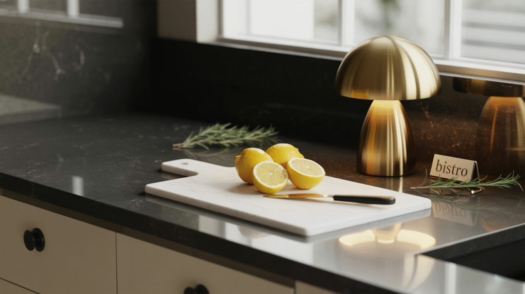  Black Granite with Gold Accents