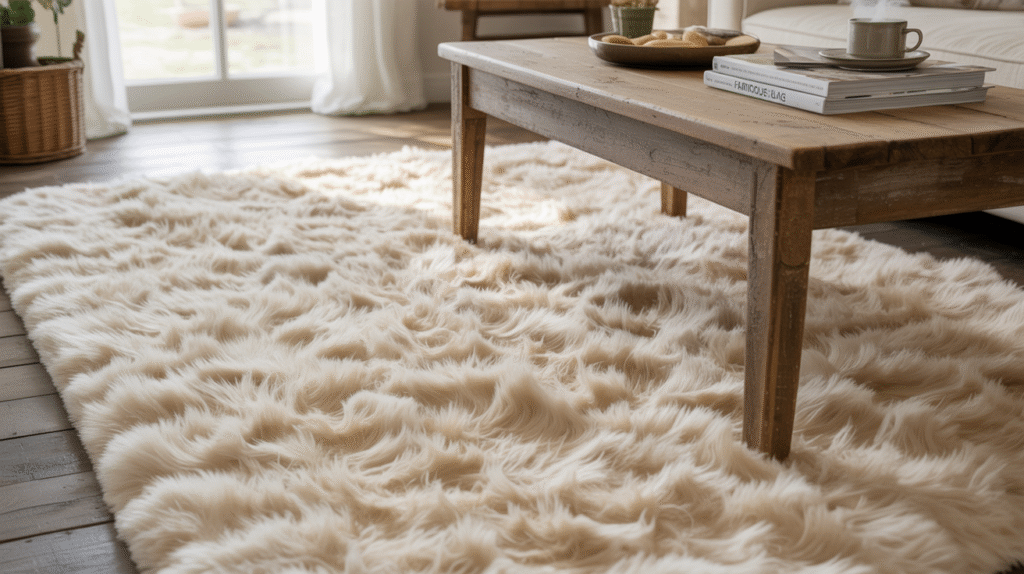Cream Shag Area Rug