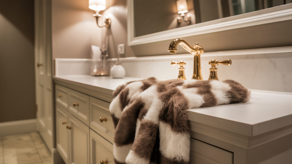 Faux Fur and Gold Fixtures