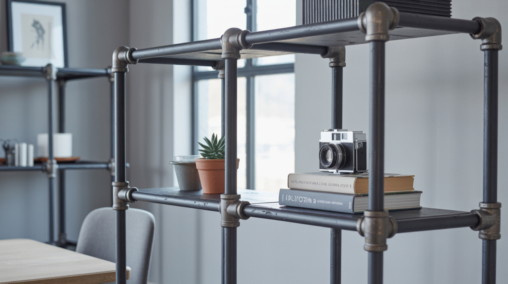 Industrial Black Pipe Shelving