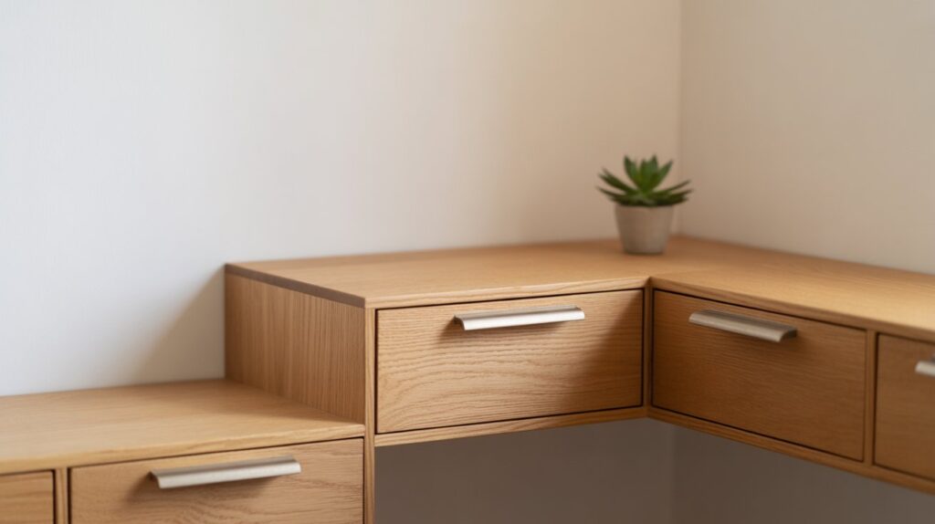 Corner Shelf with Drawers