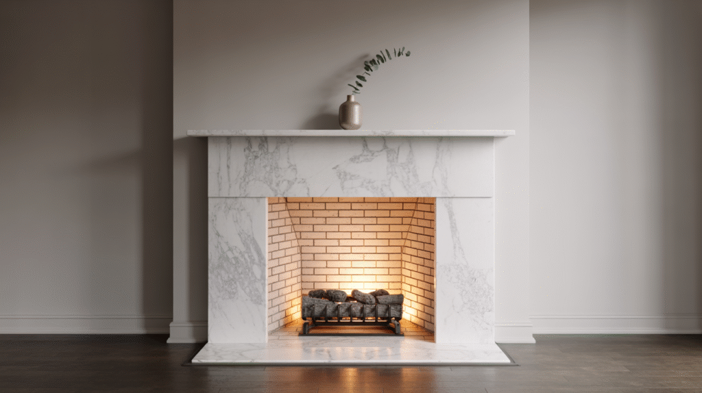 Marble Surround with White Brick