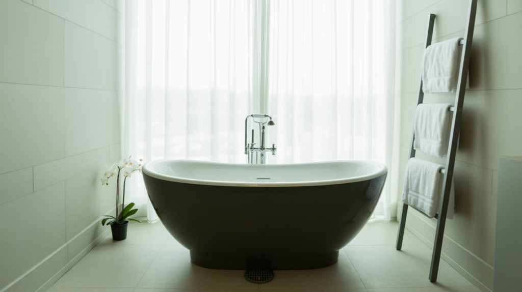 Towel Ladder and Freestanding Tub