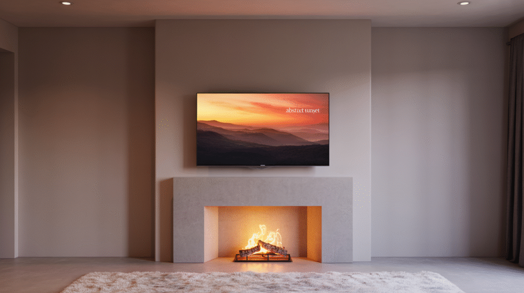 Minimalist Fireplace and TV