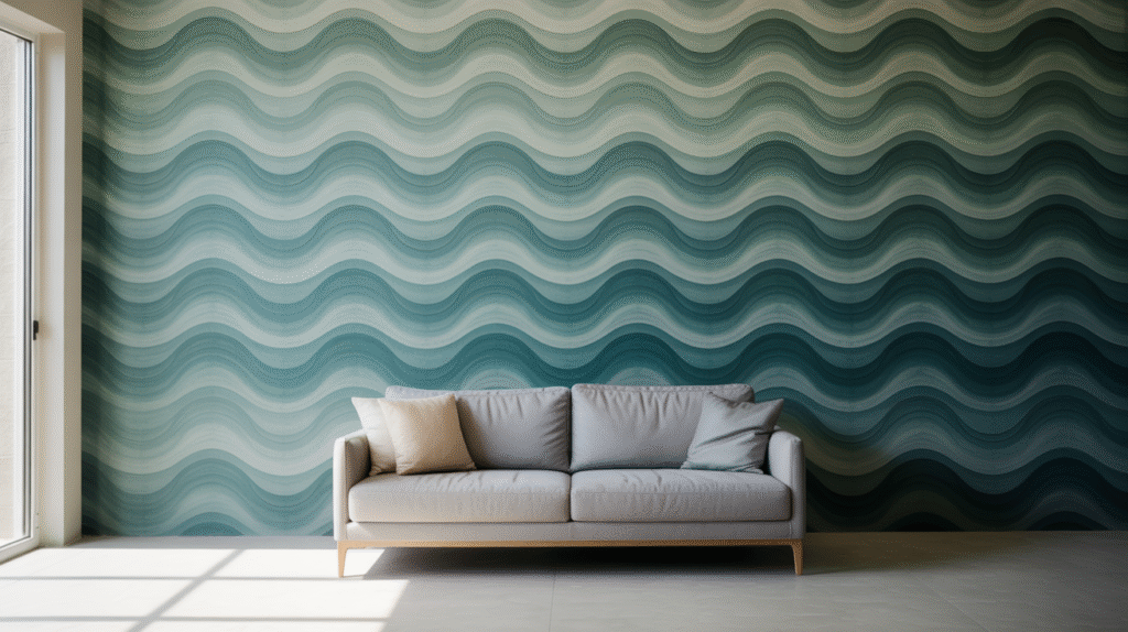Wave-Patterned Wallpaper