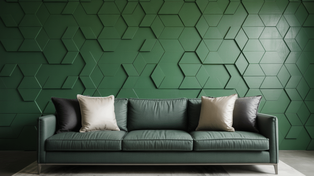 Textured Green Accent Wall for Visual Interest