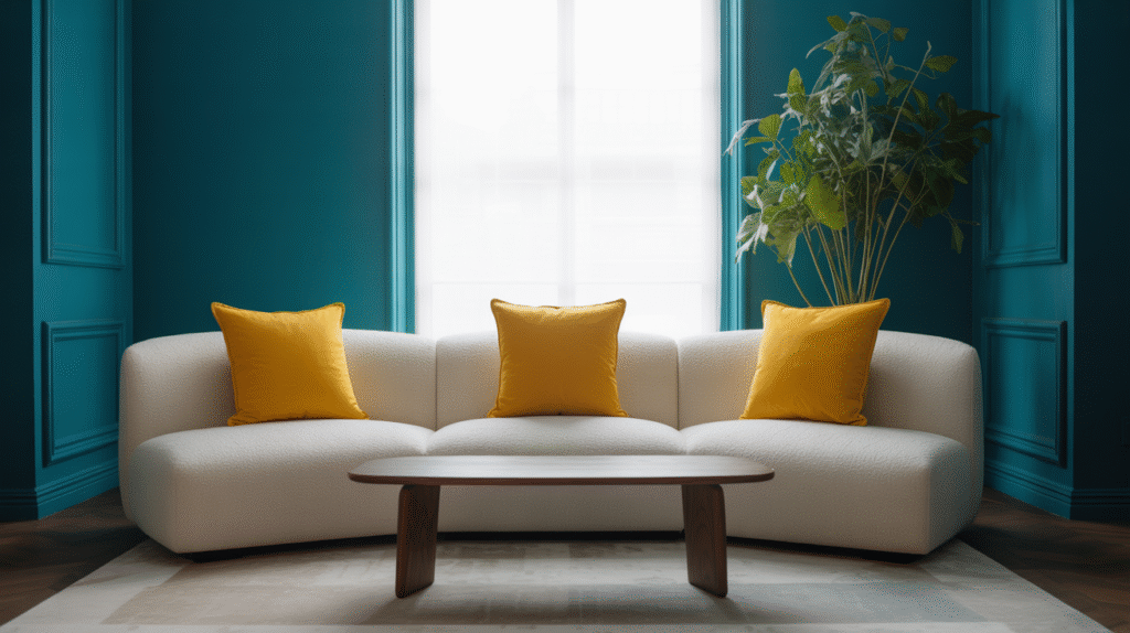 Deep Teal with Vibrant Yellow Accents