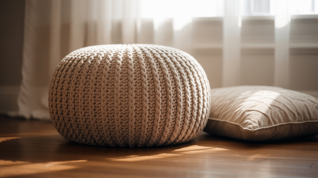 Plush Knit Pouf