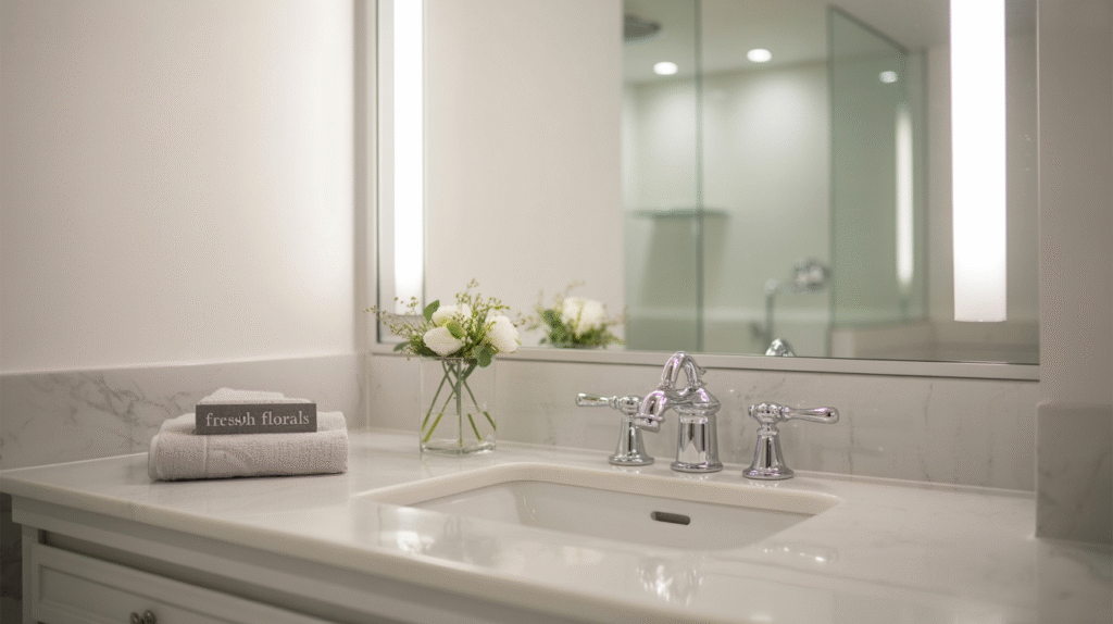 Glossy Countertop and Fresh Florals