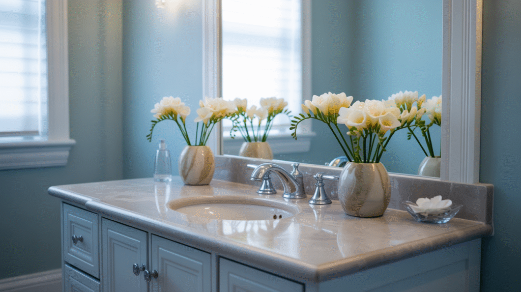 Soft Florals and Stone Finish