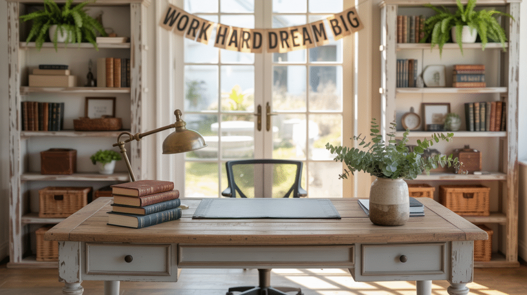 Distressed White Bookshelves