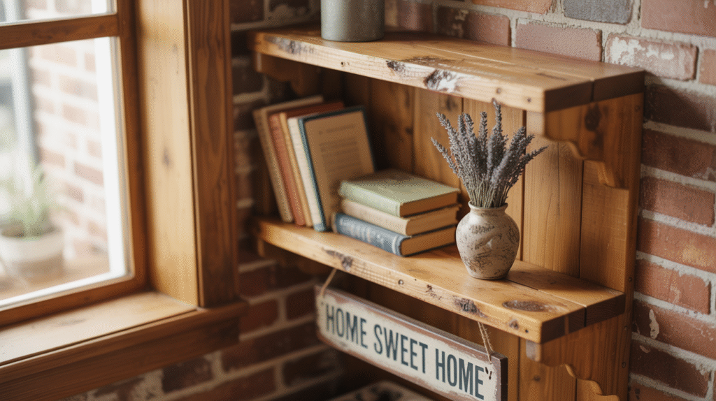 Rustic Wooden Corner Shelf