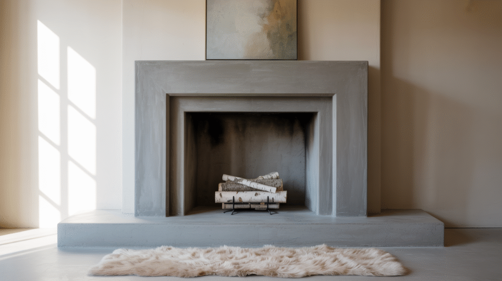 Minimalist White Brick Fireplace