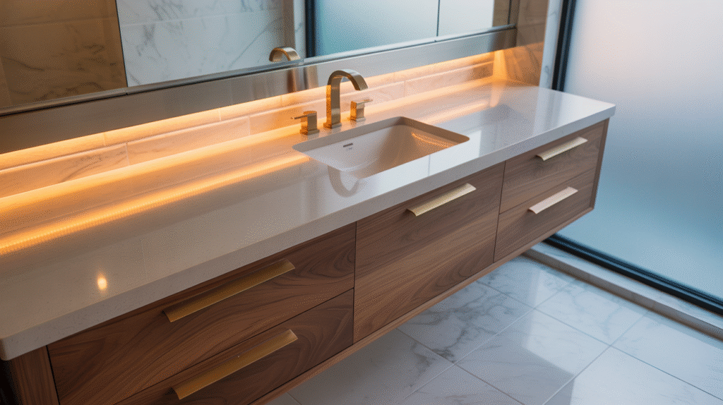Floating Vanities with Underlighting