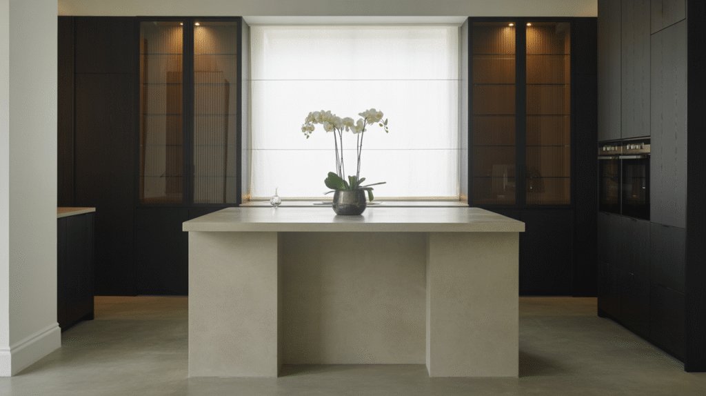 Smoky Glass Cabinets for Lightness