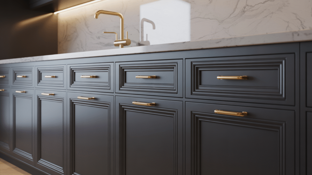 Cabinets with Gold Hardware Accents