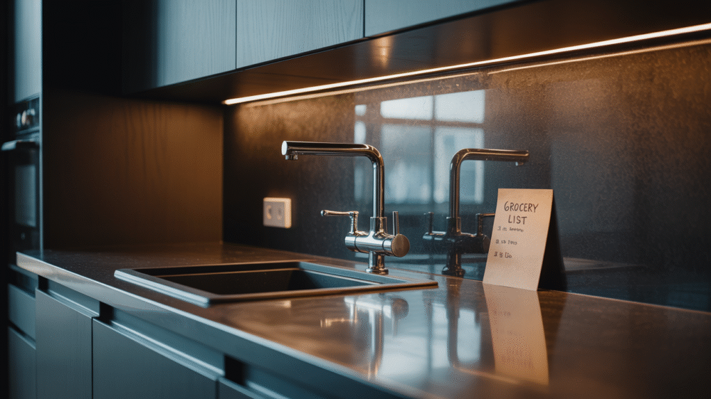  Compact Dark Kitchen with Smart Lighting