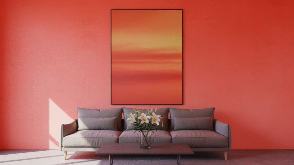 Bright Coral Accent Wall