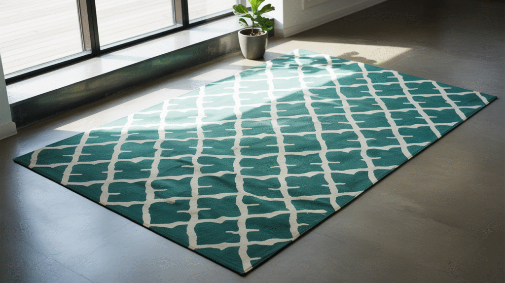 Green and White Area Rug