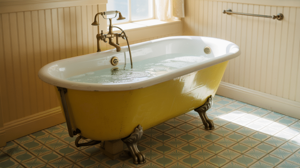 Vintage Yellow Clawfoot Tub