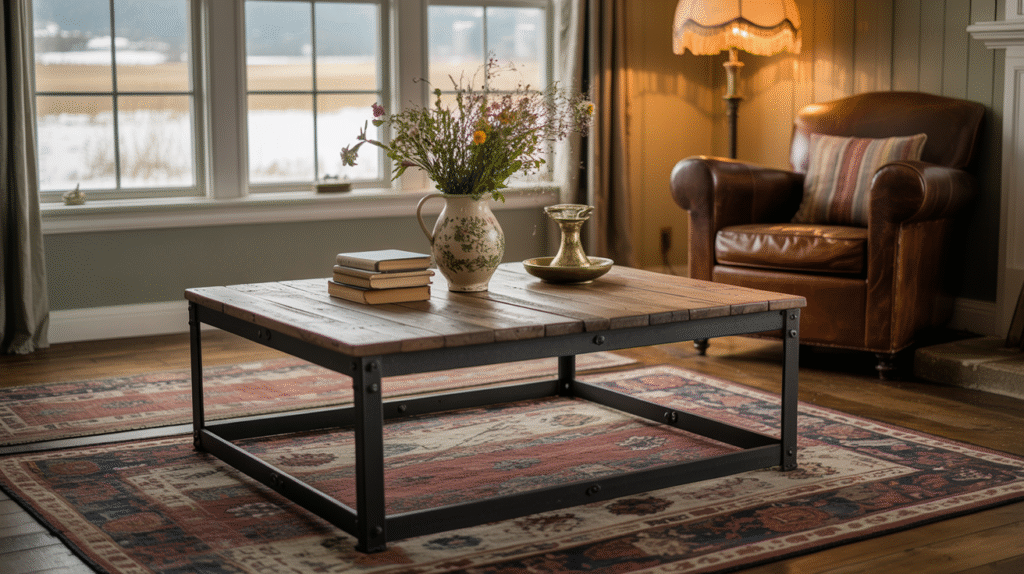 Black and Wood Coffee Table: Rustic Meets Modern