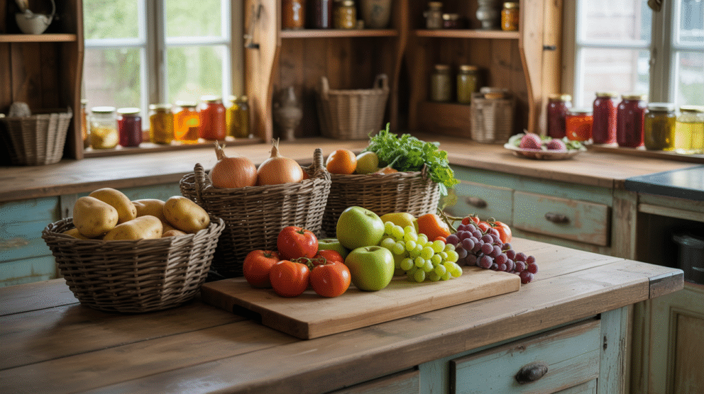 Farmhouse Island with Produce Display