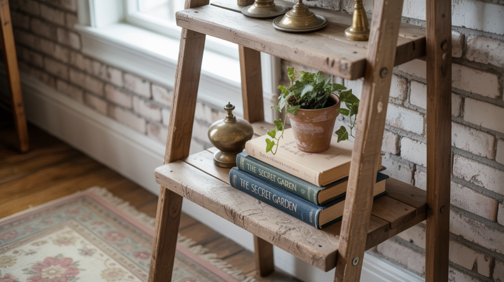 Rustic Ladder Shelf Display