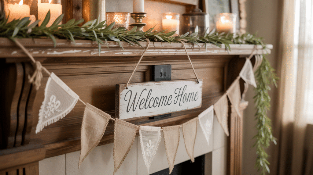Burlap and Lace Bunting