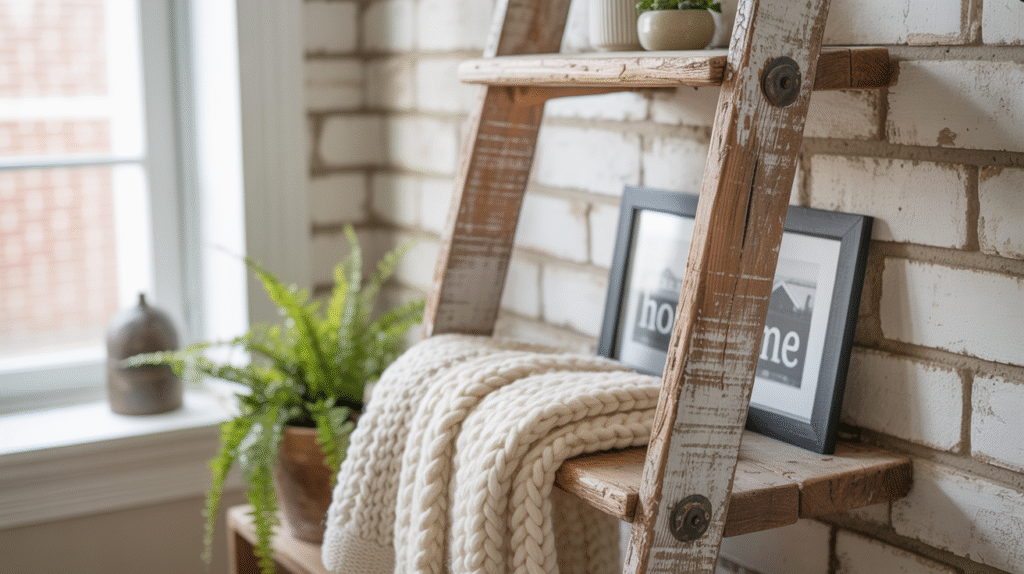 Rustic Farmhouse Ladder Shelf