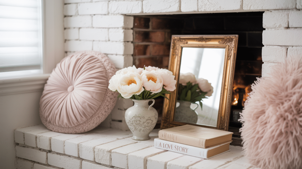 Soft Pink Accents with White Brick