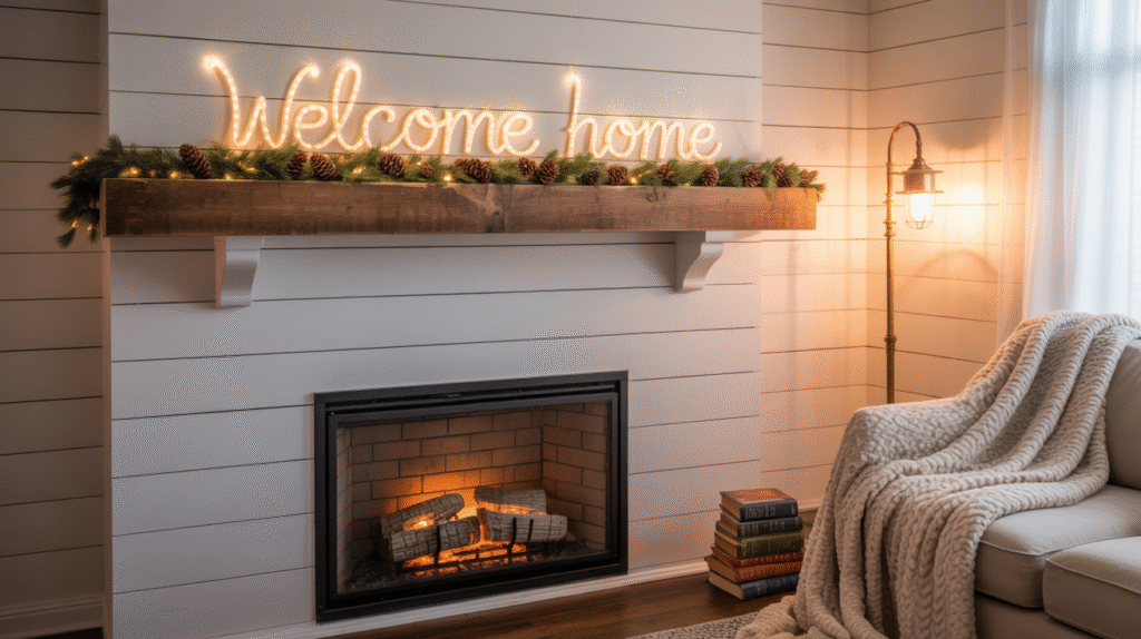 Rustic Reclaimed Wood Mantel

