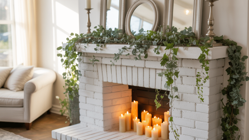  Whitewashed Brick Fireplace