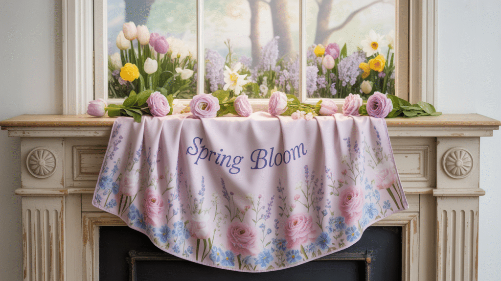 Spring Floral Mantel Scarf