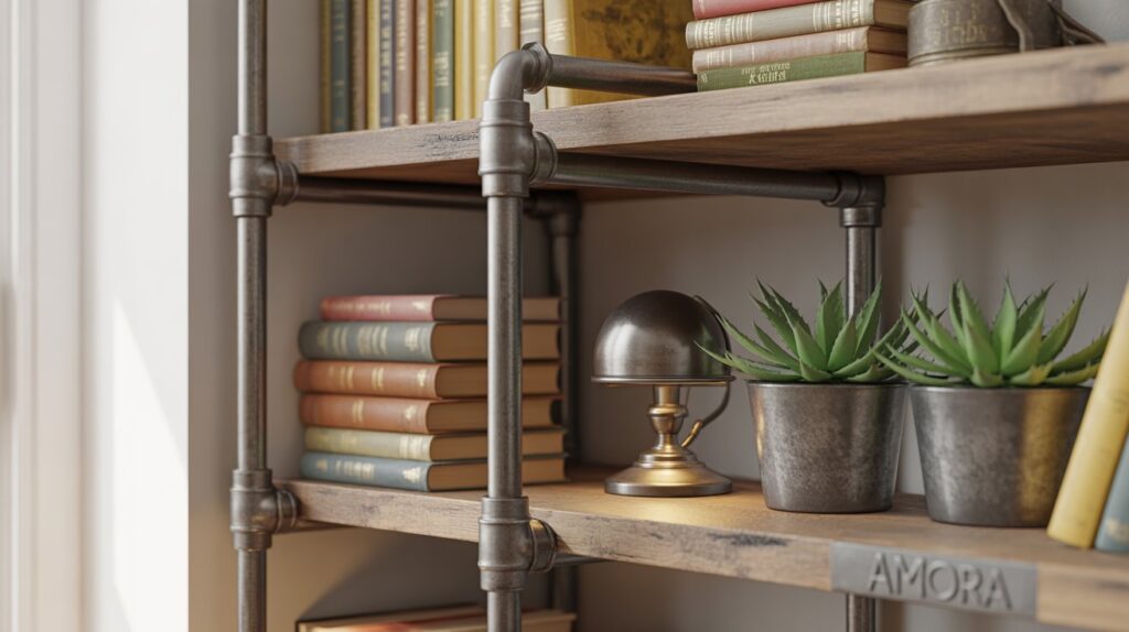 Industrial Pipe Corner Bookshelf