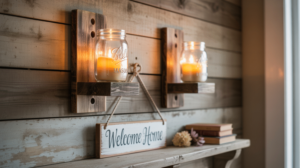 Rustic Mason Jar Sconces