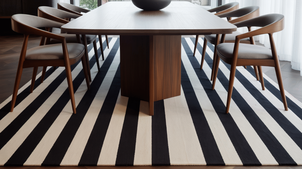 Striped Black and White Rug