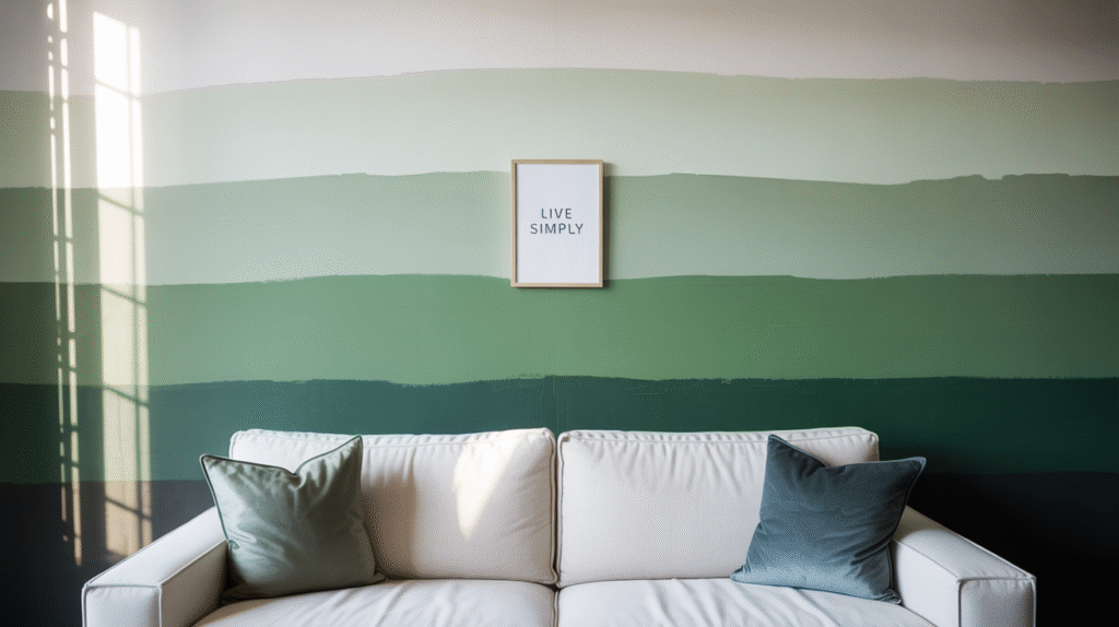 Striped Green Ombre Accent Wall