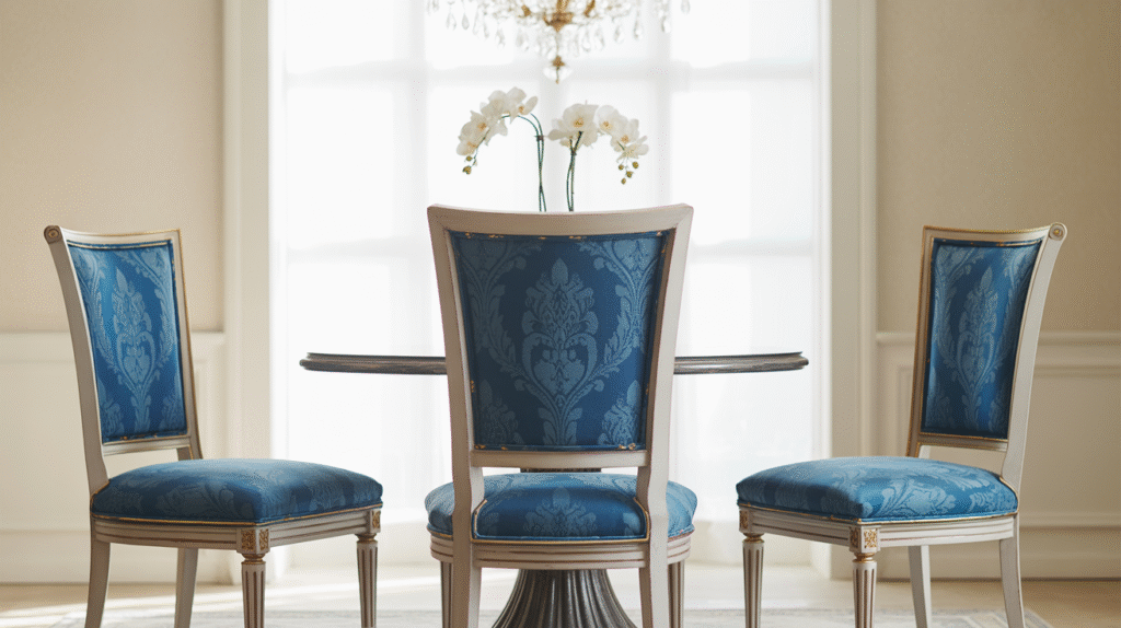 Blue Damask Upholstery