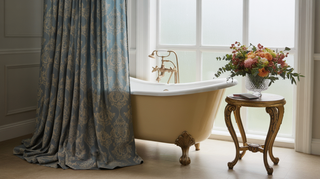 Blue Damask Shower Curtain