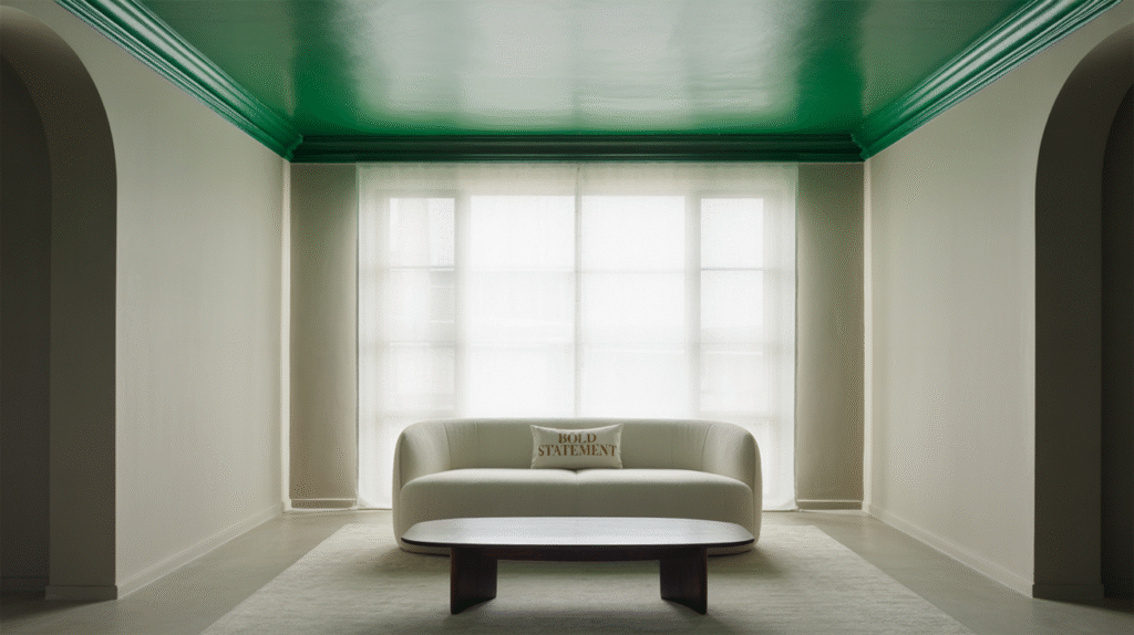 Textured Green Ceiling for a Bold Twist