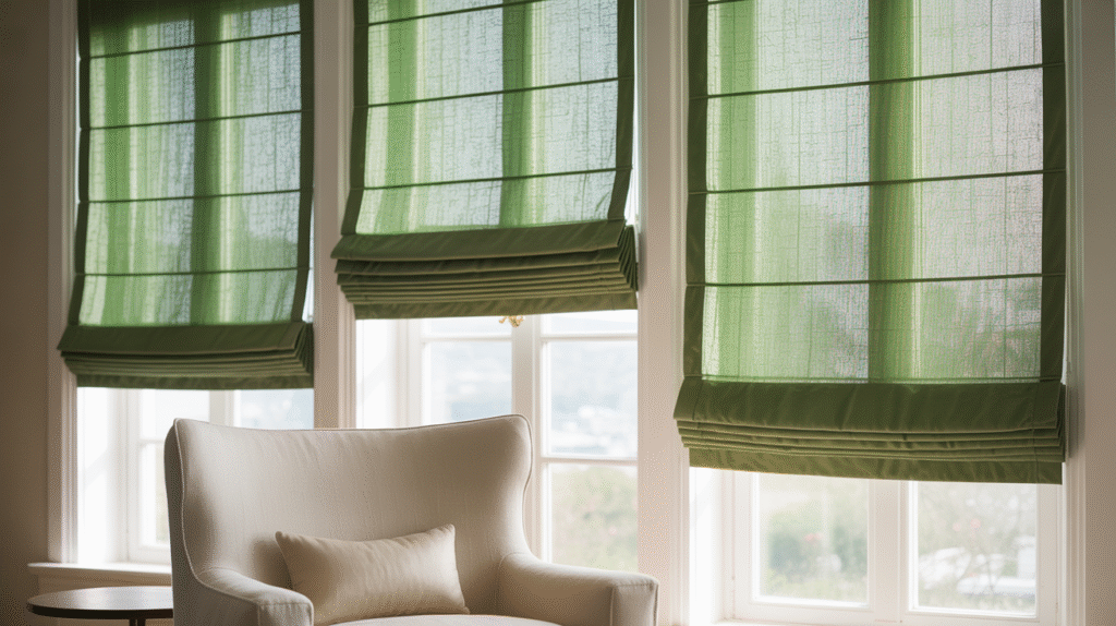 Green Roman Shades